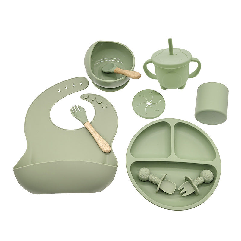 Complete Silicone Baby Feeding Set – BPA Free, Mess-Free Suction Plate, Bib & Utensils for Self-Feeding