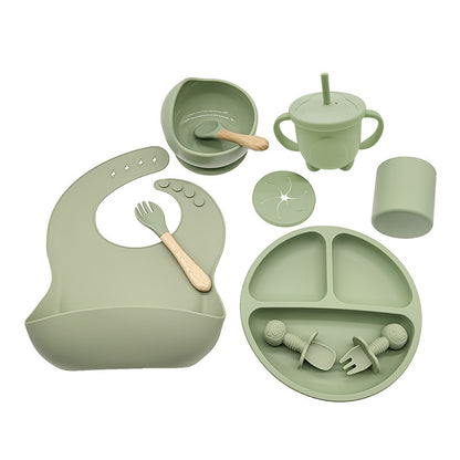 Complete Silicone Baby Feeding Set – BPA Free, Mess-Free Suction Plate, Bib & Utensils for Self-Feeding