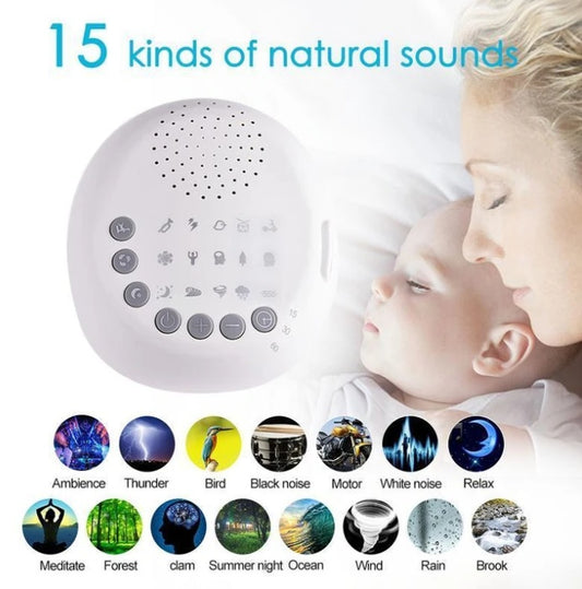 Baby White Noise Machine—Soothing 15 kinds of Natural Sleep Sounds & Night Light for Better Sleep