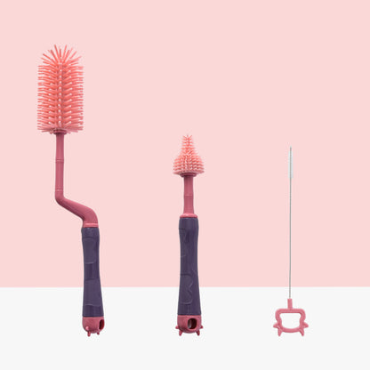 360° Silicone Baby Bottle Brush – Deep Cleaning Rotating Brush for Bottles & Accessories