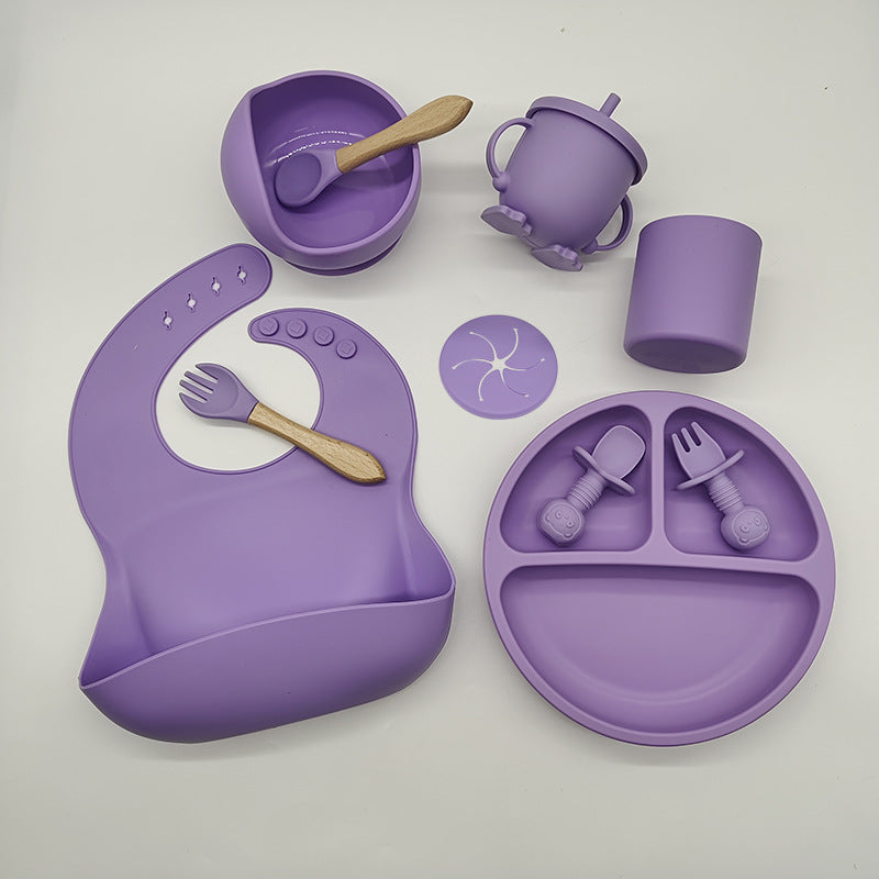 Complete Silicone Baby Feeding Set – BPA Free, Mess-Free Suction Plate, Bib & Utensils for Self-Feeding