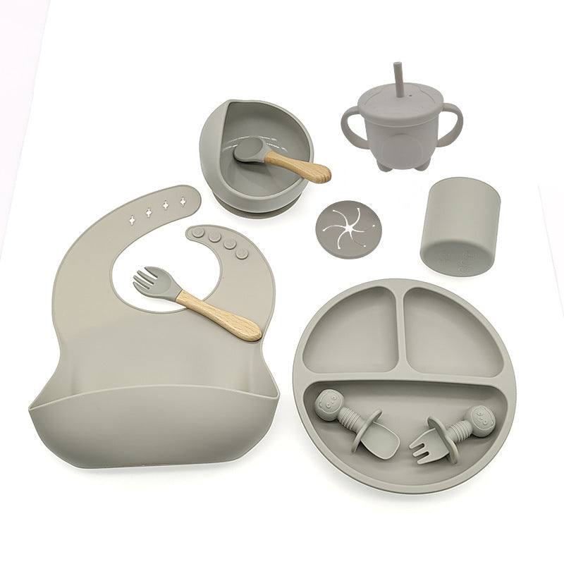 Complete Silicone Baby Feeding Set – BPA Free, Mess-Free Suction Plate, Bib & Utensils for Self-Feeding
