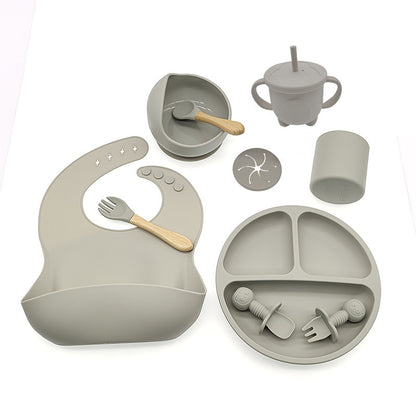 Complete Silicone Baby Feeding Set – BPA Free, Mess-Free Suction Plate, Bib & Utensils for Self-Feeding