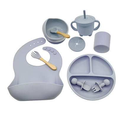 Complete Silicone Baby Feeding Set – BPA Free, Mess-Free Suction Plate, Bib & Utensils for Self-Feeding