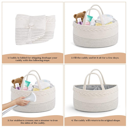 Portable Baby Diaper Caddy Organizer with Compartments – Keep All Baby Essentials in One Place