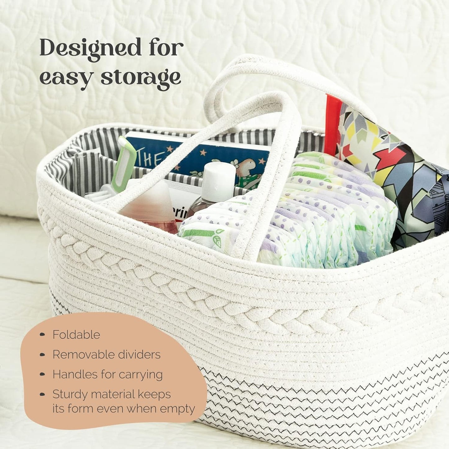 Portable Baby Diaper Caddy Organizer with Compartments – Keep All Baby Essentials in One Place