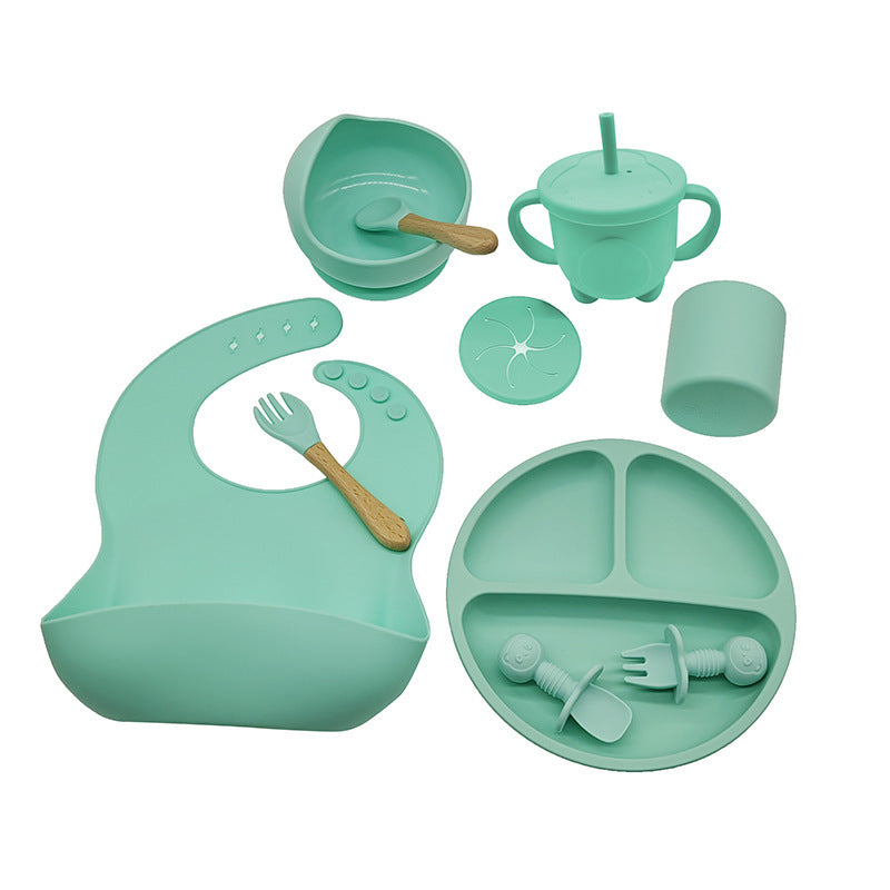 Complete Silicone Baby Feeding Set – BPA Free, Mess-Free Suction Plate, Bib & Utensils for Self-Feeding