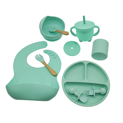 Complete Silicone Baby Feeding Set – BPA Free, Mess-Free Suction Plate, Bib & Utensils for Self-Feeding