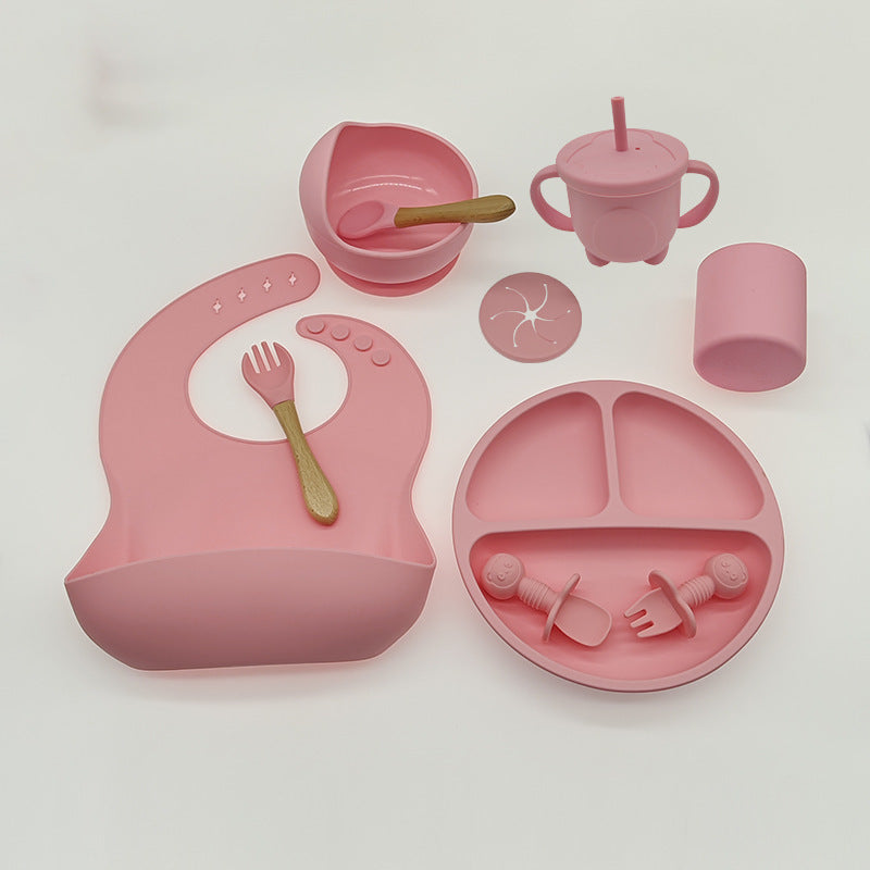 Complete Silicone Baby Feeding Set – BPA Free, Mess-Free Suction Plate, Bib & Utensils for Self-Feeding