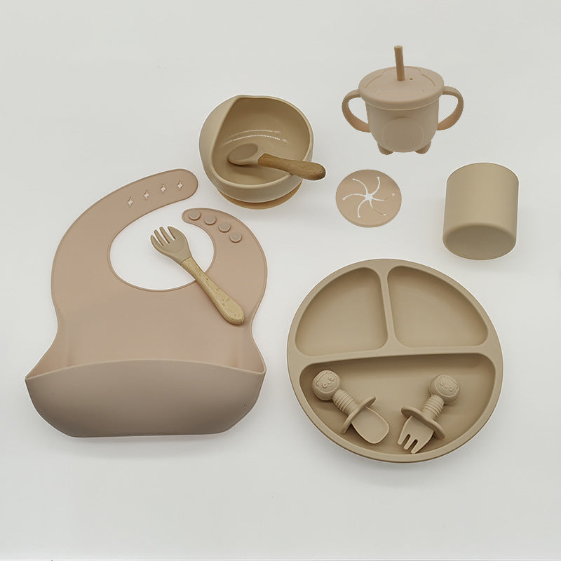 Complete Silicone Baby Feeding Set – BPA Free, Mess-Free Suction Plate, Bib & Utensils for Self-Feeding