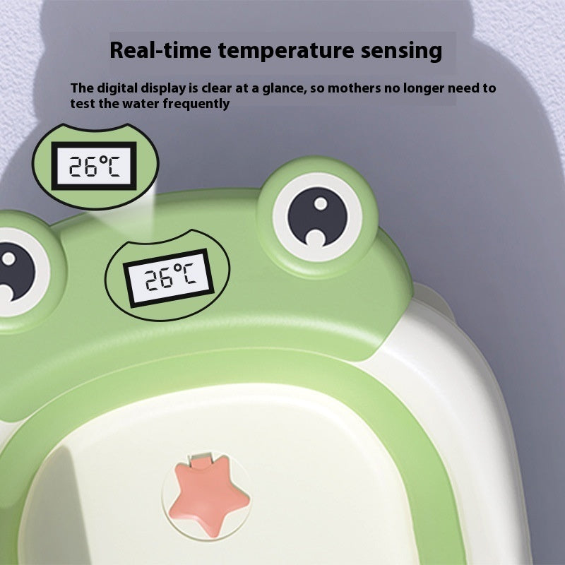 Baby Bathtub with Temperature Sensor – Foldable, Safe & Comfortable Bathing Solution